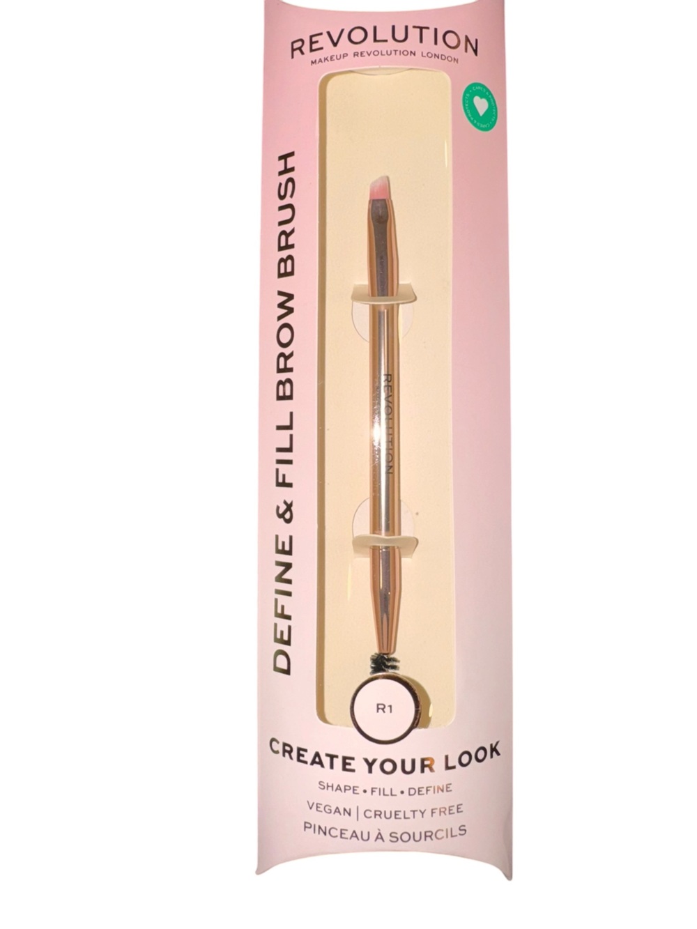 Revolution Dual-Ended Brow Brush in Rose Gold